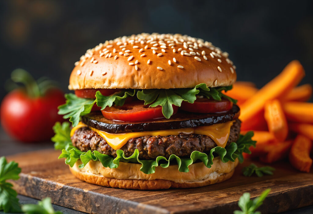 delicious vegan burger presentation